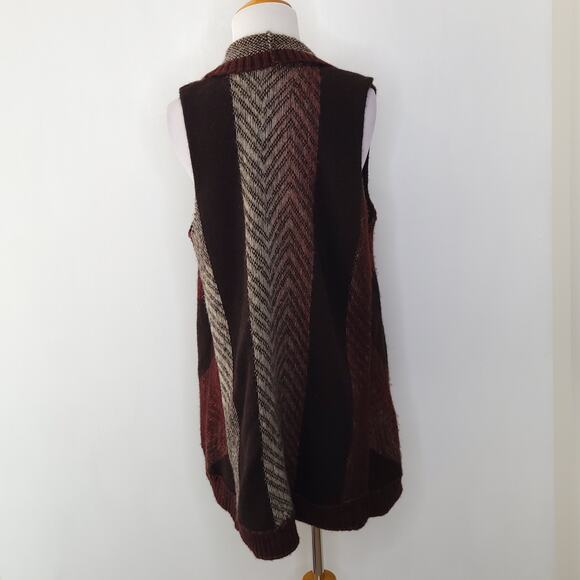 Anthropologie Sleeping on Snow Mabli Wool Blend Sweater Vest Brown M/L - Picture 4 of 12